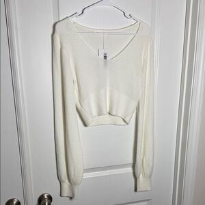 12th Tribe Cream V-Neck Sweater